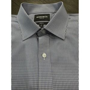 Bonobos Men’s 35 16.5 Blue-White Casual Formal Business Taylored Fit WrinkleFree